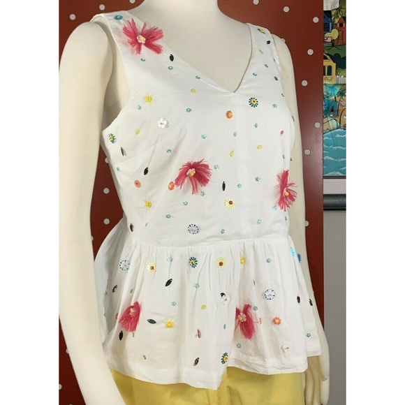 Crown & Ivy Hand Embellished Floral Top Peplum - Picture 2 of 7